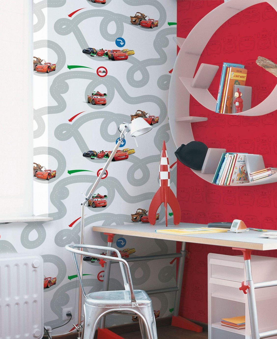 disney inspired children's bedroom cars wallpaper 