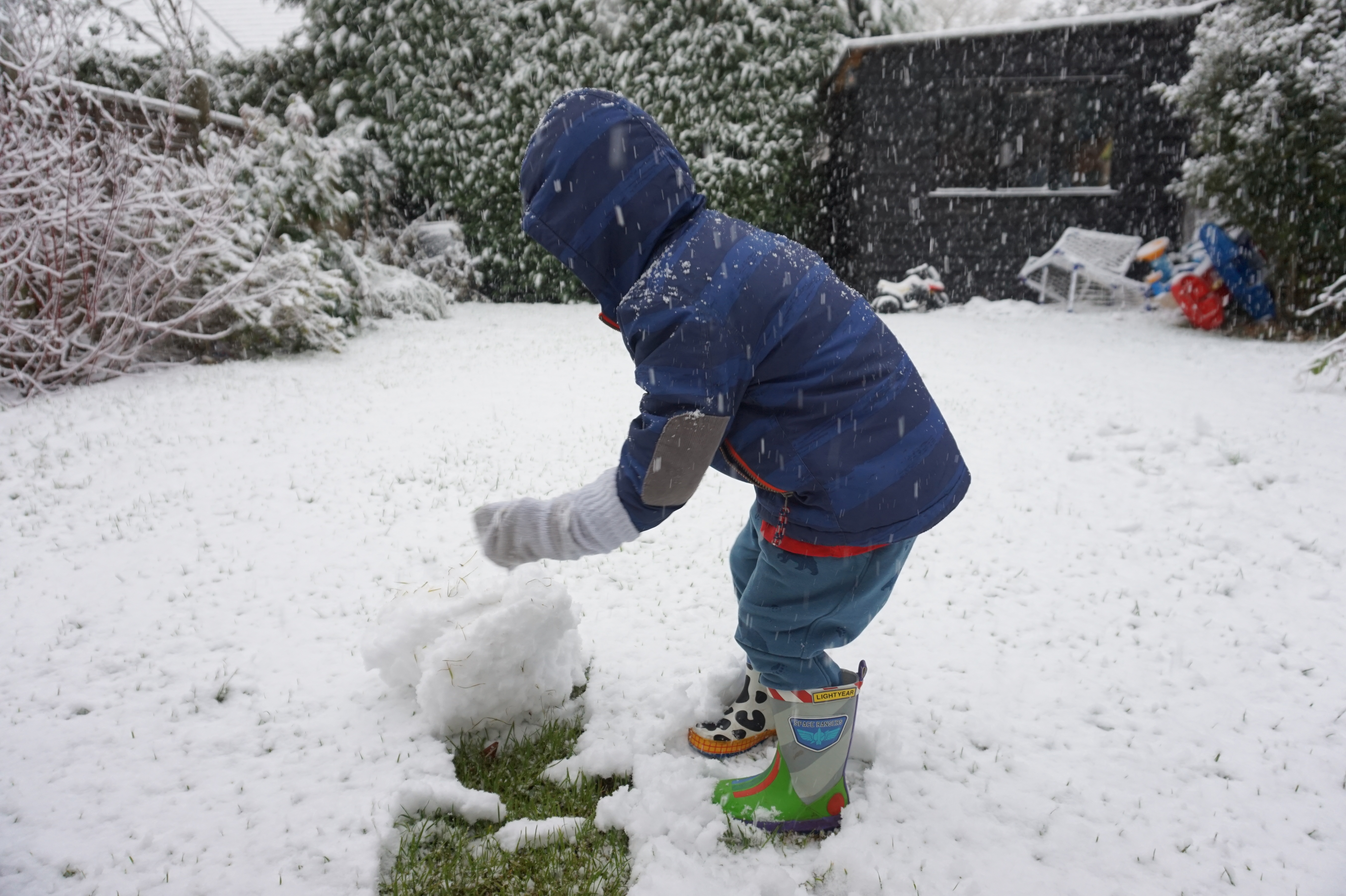 winter building a snowman